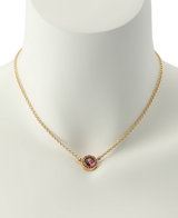Kurt Geiger Round Pink Crystal Eagle Short Pendant Necklace