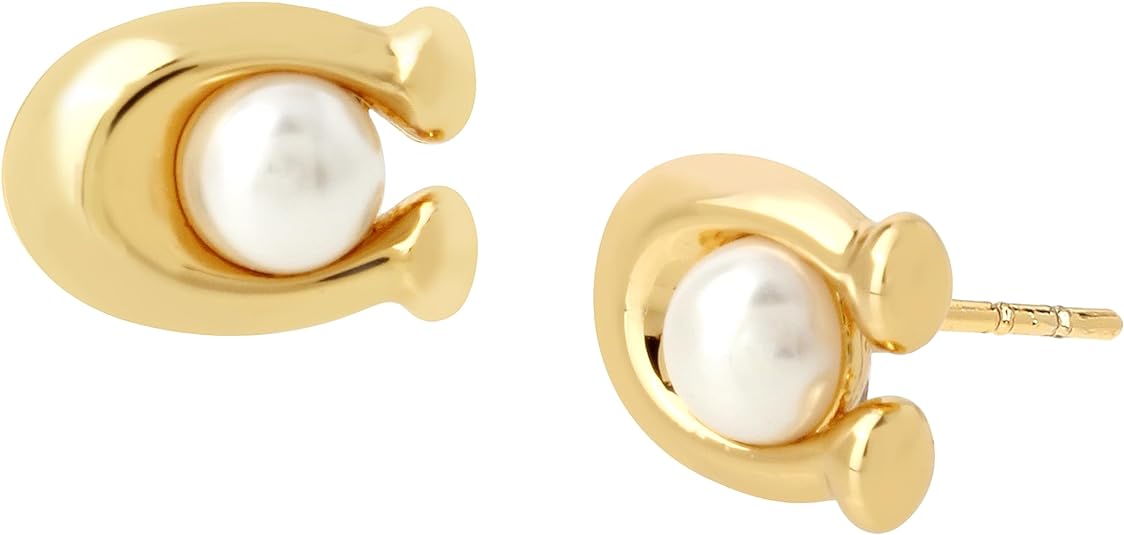 Coach Pearl C Stud Earrings - Gold-Plated