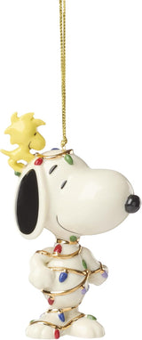 Lenox Snoopy Tangled In Lights Ornament