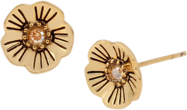 Coach Tea Rose Stud Earrings - Gold-Plated