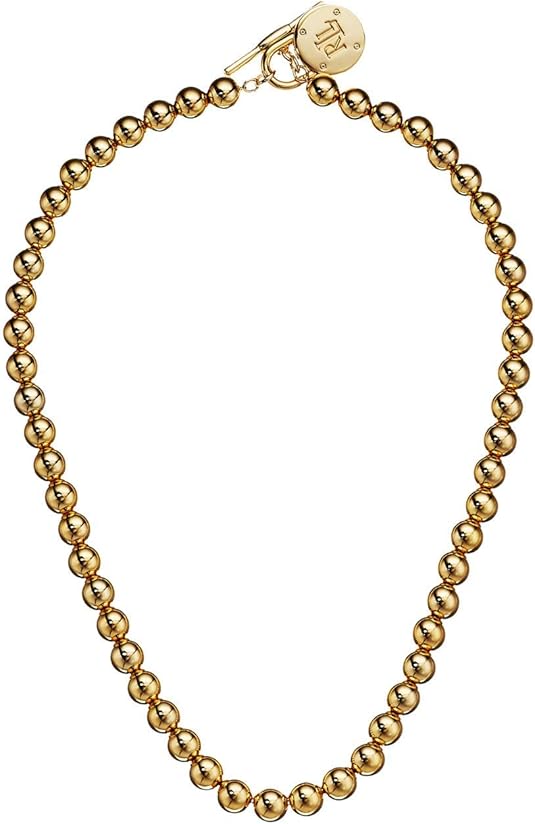 Lauren Ralph Lauren Beaded Logo Gold Collar Necklace