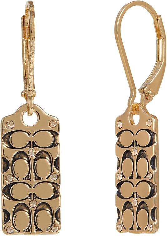 Coach Quilted C Tag Drop Earrings - Gold-Plated