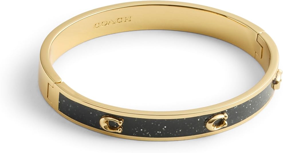 Coach Signature C Glitter Bangle Bracelet - Gold Plated