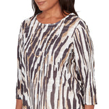 Ruby Rd. Womens Animal Print Pleated Top