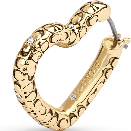 Coach Signature Quilted Heart Hoop Earrings - Gold-Toned