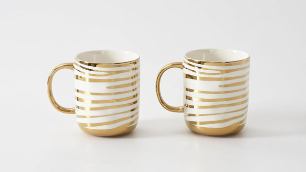 Pampa Bay Porcelain with Gold Detail Striped Mugs