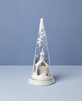 Lenox Lit Christmas Cone with Church Scene