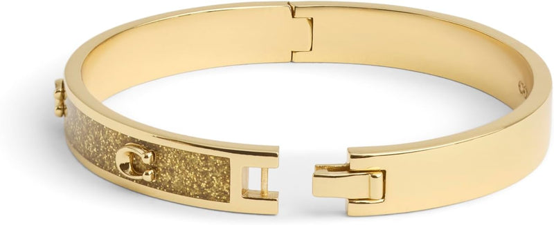 Coach Signature C Glitter Bangle Bracelet - Gold Plated