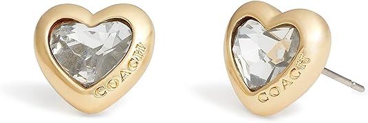 Coach Stone Heart Stud Earrings - Gold-Toned