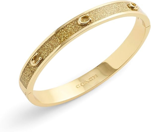 Coach Signature C Glitter Bangle Bracelet - Gold Plated