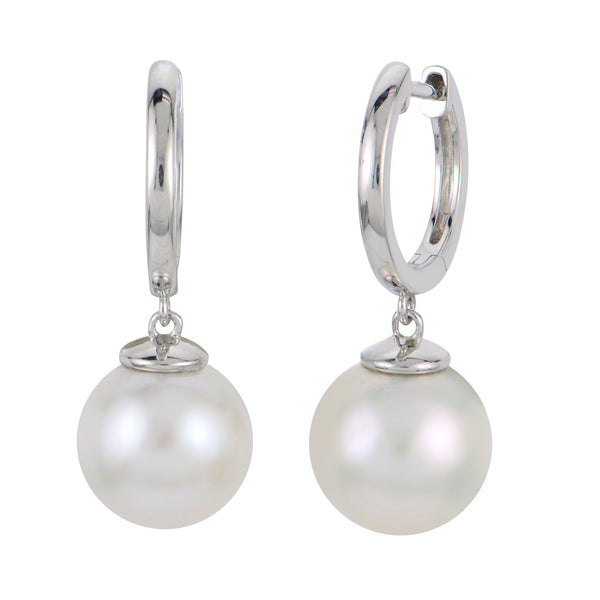 Imperial Pearl Freshwater Cultured Pearl Drop Huggie Hoop Earrings - Sterling Silver