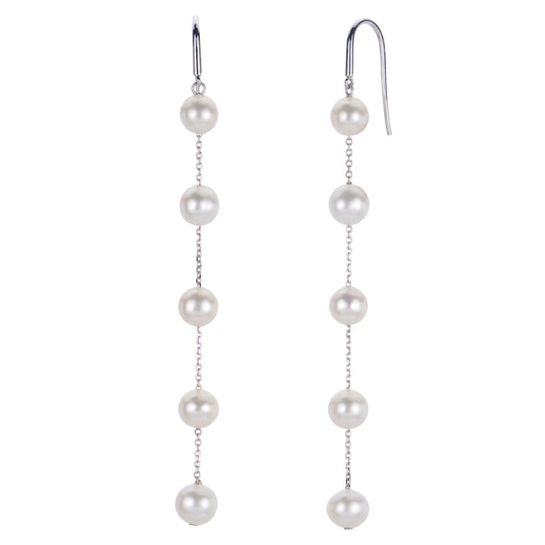 Imperial Pearl Freshwater Cultured Pearl Shoulder Skimming Drop Earrings - Sterling Silver