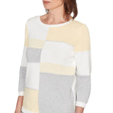 Ruby Rd. Womens Ribbed Colorblock Jewel Neck Sweater