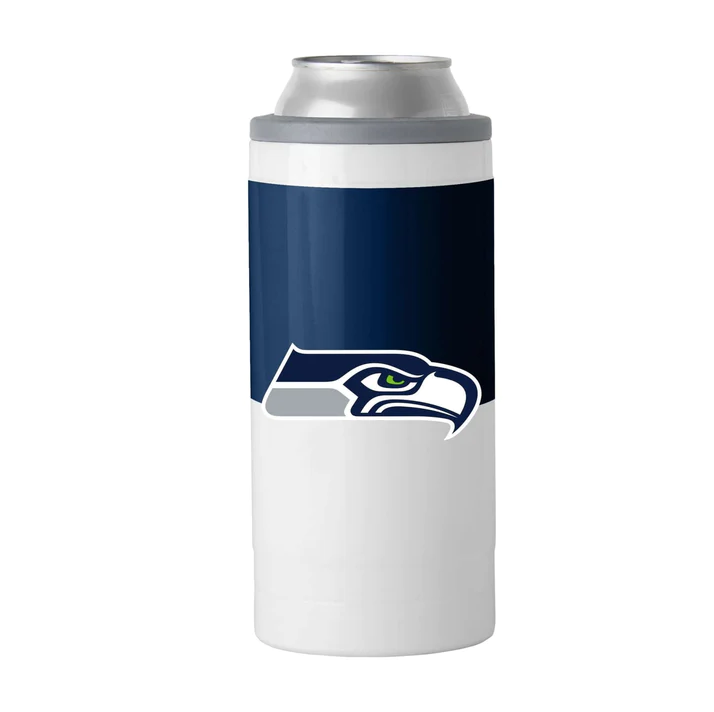 Logo Brands Seattle Seahawks Colorblock Slim Can Coolie - 12 oz.