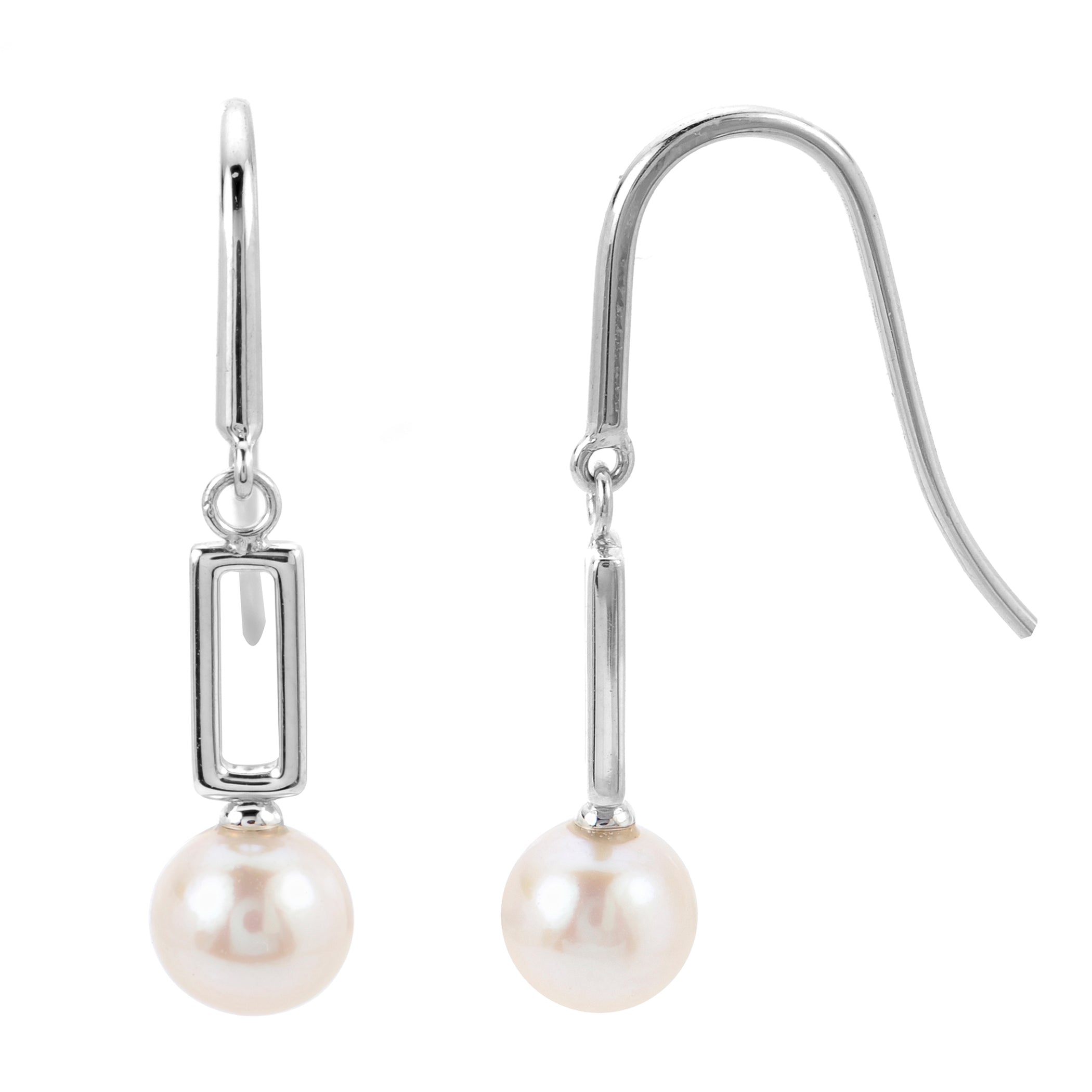 Imperial Pearl Freshwater Cultured Pearl Paperclip Link Drop Earrings - Sterling Silver