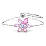Swarovski Gema Bracelet - Mixed Cuts, Flower, Pink, Rhodium Plated