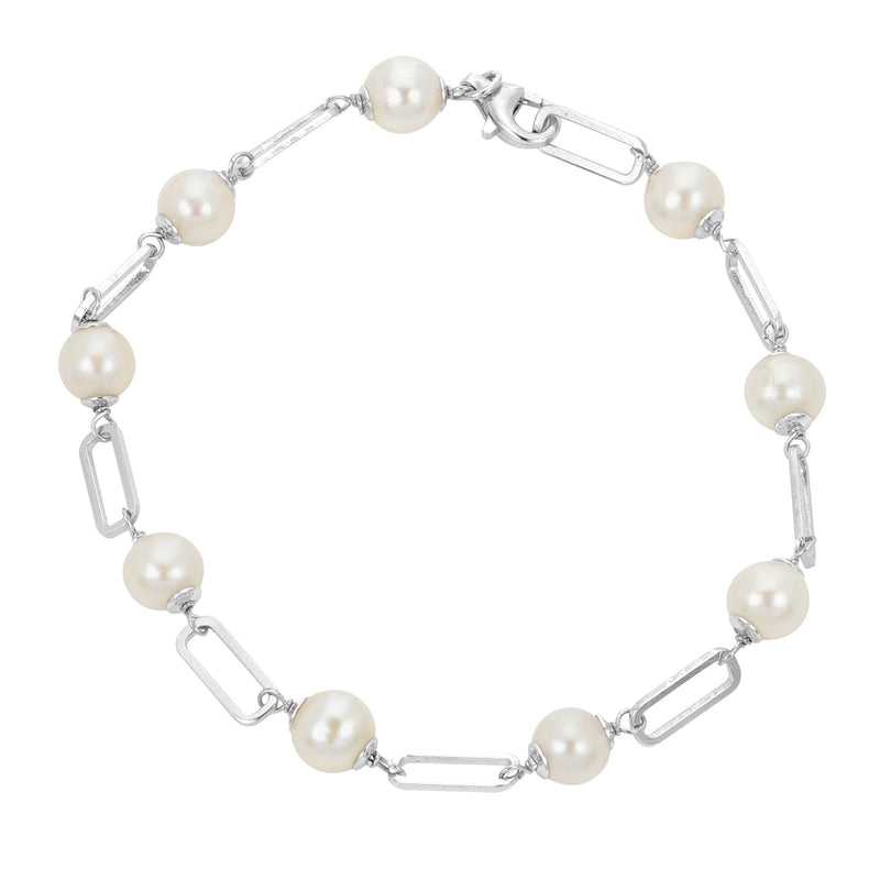 Imperial Pearl Freshwater Cultured Pearl Paperclip Link Bracelet - Sterling Silver