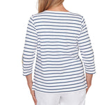 Ruby Road Womens Floral Embroidered Stripe Top With Necklace