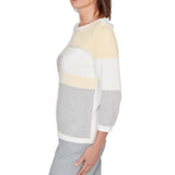 Ruby Rd. Womens Ribbed Colorblock Jewel Neck Sweater