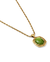 Kendra Scott Tiger Striped Daphne Vintage Gold Small Long Pendant Necklace - Green Mother of Pearl