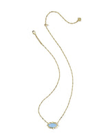 Kendra Scott Elisa Gold Scallop Frame Short Pendant Necklace - Sky Blue Iridescent Abalone