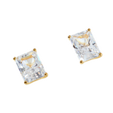 Nadri Modern Love Large Emerald Cubic Zirconia Gold Stud Earrings