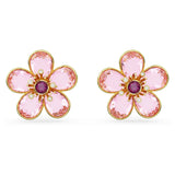 Swarovski Idyllia Florere Stud Earrings - Flower, Pink, Gold-tone plated