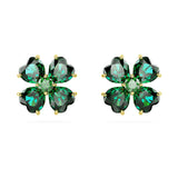 Swarovski Idyllia Clover Stud Earrings - Clover, Green, Gold-tone plated