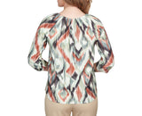 Ruby Rd. Womens Scoop Neck Ikat 3/4 Sleeve Top