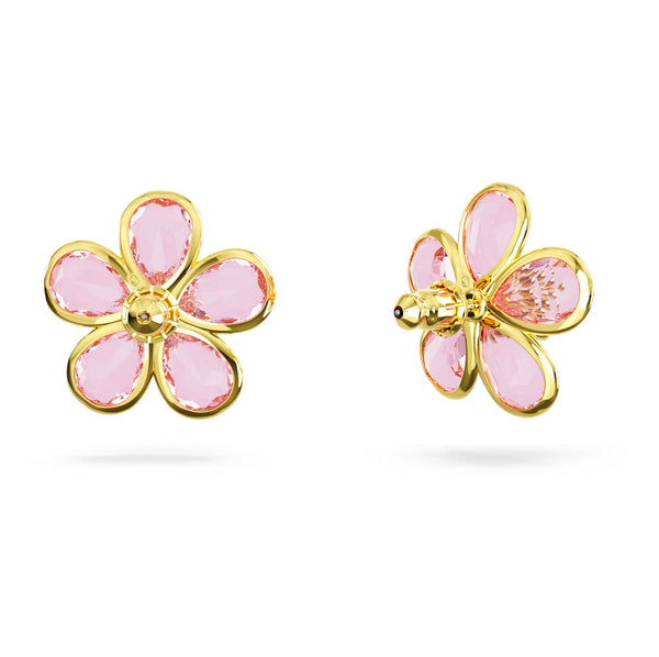 Swarovski Idyllia Florere Stud Earrings - Flower, Pink, Gold-tone plated