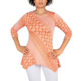 Ruby Rd. Knit Shibori Puff 3/4 Sleeve Top