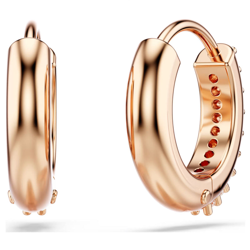 Swarovski Matrix Hoop Earrings - Round cut, White, Rose gold-tone plated