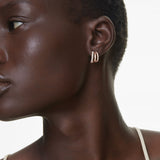 Swarovski Hyperbola Hoop Earrings - Mixed cuts, Mini, White, Rose gold-tone plated