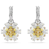 Swarovski Idyllia Drop Earrings - Flower, Yellow, Rhodium plated