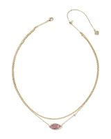 Kendra Scott Ophelia Gold Multi Strand Necklace - Light Mauve Illusion
