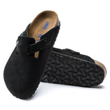 Birkenstock Boston Soft Footbed Suede Leather Clogs - Narrow