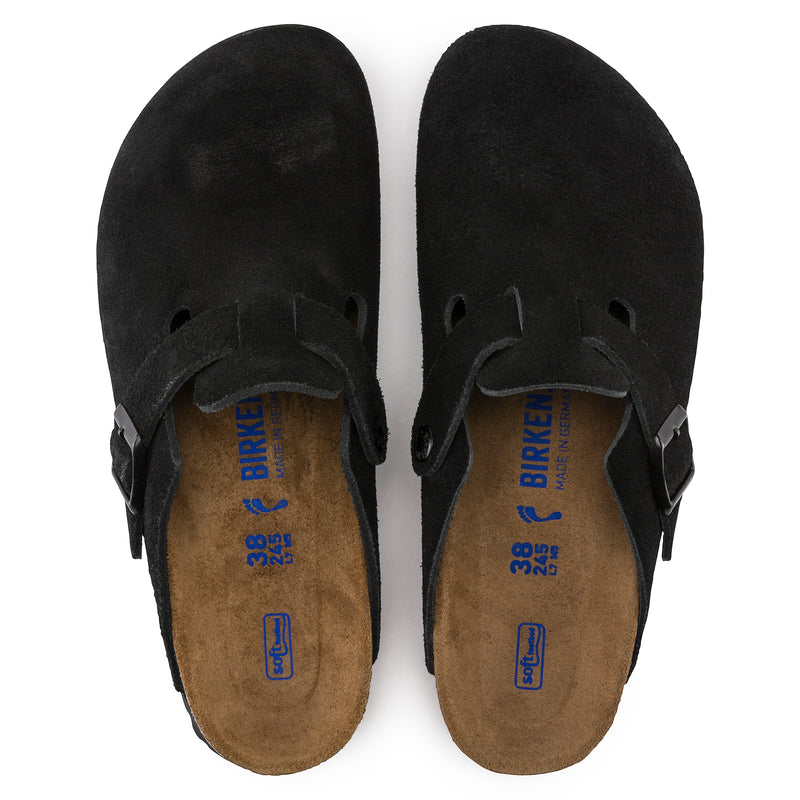 Birkenstock Boston Soft Footbed Suede Leather Clogs - Narrow