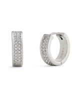 COACH Pavé C Silver Huggie Earrings