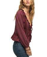 Lucky Brand Womens Ruffle Flyaway Knit Top