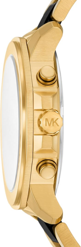 Michael Kors Mens Prescott Chronograph Black Ceramic and Gold-Tone Watch