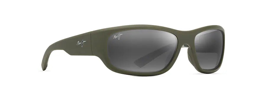 Maui Jim Ma'ukele Matte Solid Military Green with Brown Frame - Neutral Grey Lens - Polarized Sunglasses