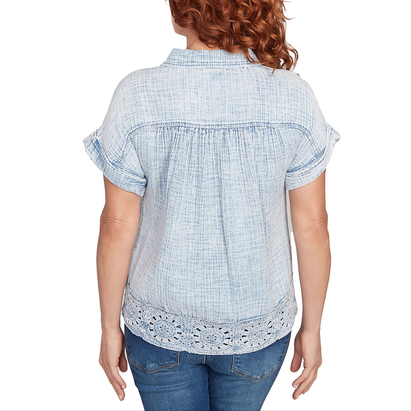 Ruby Rd. Womens Double Gauze Short Sleeve Top