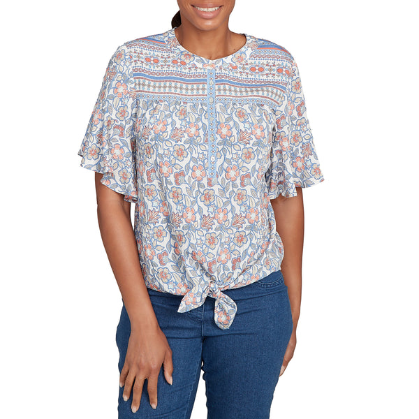 Ruby Rd. Womens Elbow Sleeve Top