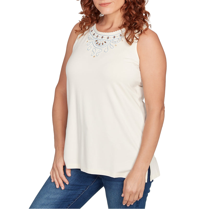 Ruby Rd. Womens Solid Sleeveless Knit Top