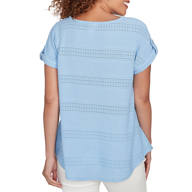Ruby Rd. Womens Jacquard Knit Short Sleeve Top
