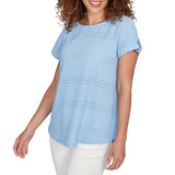 Ruby Rd. Womens Jacquard Knit Short Sleeve Top