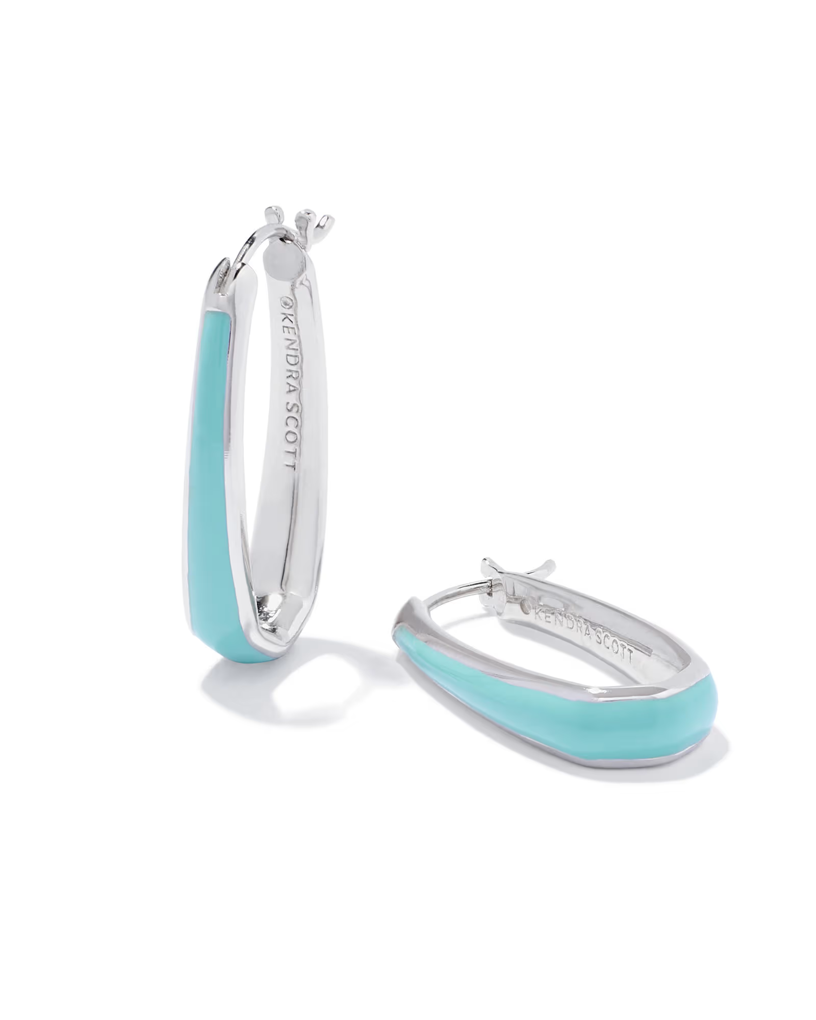 Kendra Scott Kelsey Turquoise Enamel Hoop Earrings - Silver