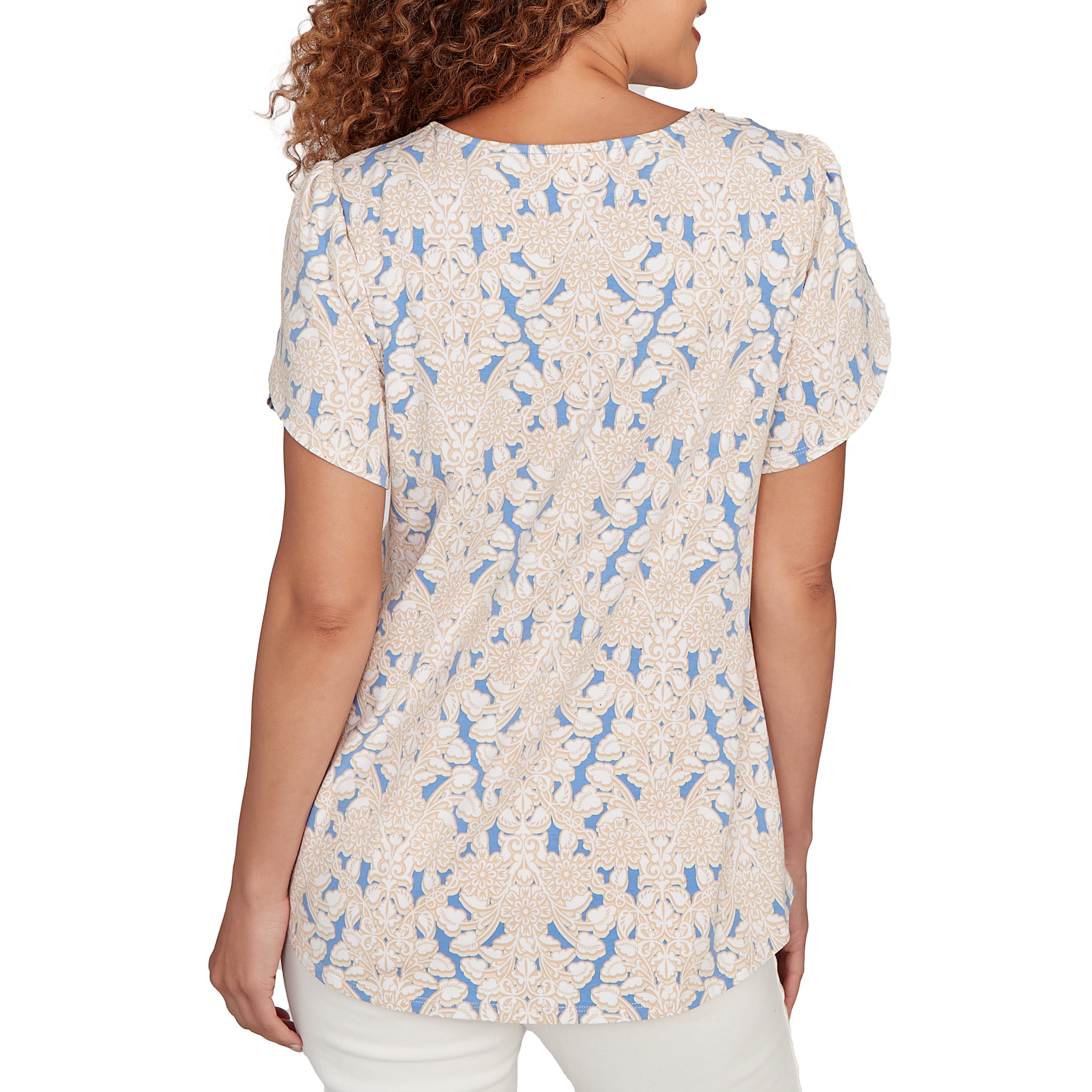 Ruby Rd. Womens Print Knit Short Sleeve Top