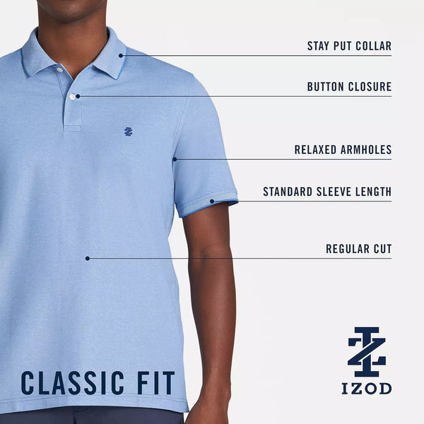 IZOD Mens Advantage Pique Performance Short Sleeve Polo Shirt