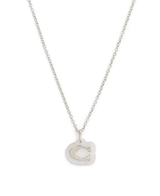 COACH Rhodium Signature C Lucite Short Pendant Necklace